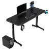 ULTRADESK Biurko dla gracza FRAG - BLACK V3, 140x60 cm, 76 cm, z podkładką pod mysz, uchwyt na słuchawki i napój