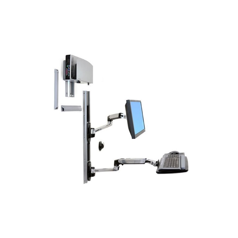 Ergotron LX WALLMOUNT SYSTEM W/CPU HOLD/MED SILV CPU HOLD 32IN 2.3-11KG