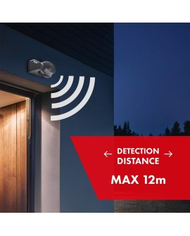 MACLEAN CZUJNIK RUCHU PIR, PODCZERWIEŃ, IP44, SZARY, ZASIĘG 12M, MAX. OBCIĄŻENIE 800/1200W MCE358 GR