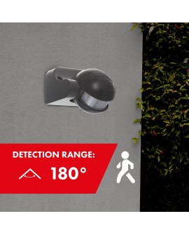 MACLEAN CZUJNIK RUCHU PIR, PODCZERWIEŃ, IP44, SZARY, ZASIĘG 12M, MAX. OBCIĄŻENIE 800/1200W MCE358 GR
