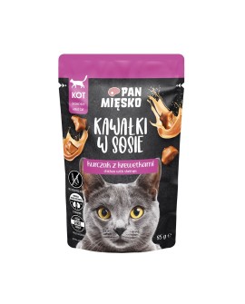 PAN MIĘSKO Kawałki w sosie Kurczak z krewetkami (dorosły) - Karma mokra dla kota - 85g