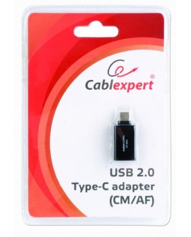 Adapter GEMBIRD A-USB2-CMAF-01 (USB typu C M - USB 2.0 F kolor czarny)