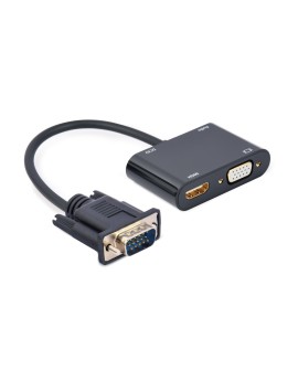 GEMBIRD KONWERTER SYGNAŁU VGA DO HDMI + VGA 0,15M, CZARNY