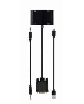 GEMBIRD KONWERTER SYGNAŁU VGA DO HDMI + VGA 0,15M, CZARNY