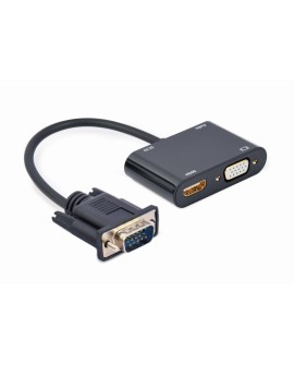 GEMBIRD KONWERTER SYGNAŁU VGA DO HDMI + VGA 0,15M, CZARNY