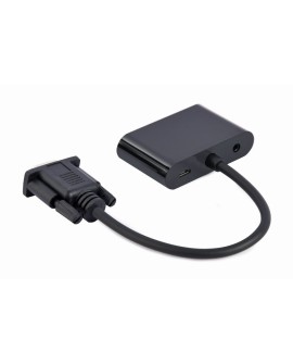 GEMBIRD KONWERTER SYGNAŁU VGA DO HDMI + VGA 0,15M, CZARNY