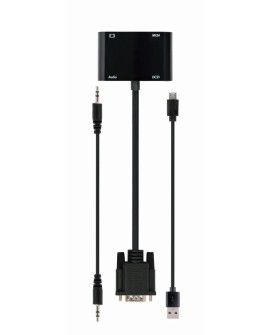 GEMBIRD KONWERTER SYGNAŁU VGA DO HDMI + VGA 0,15M, CZARNY