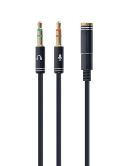 Kabel GEMBIRD CCA-418M (Mini Jack x2 M - 4-Pin, Jack stereo 3,5 mm F 0,20m kolor czarny)