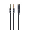 Kabel GEMBIRD CCA-418M (Mini Jack x2 M - 4-Pin, Jack stereo 3,5 mm F 0,20m kolor czarny)