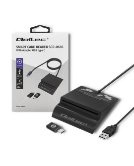QOLTEC CZYTNIK CHIPOWYCH KART ID INTELIGENTNY | SCR-0636 | USB TYP C