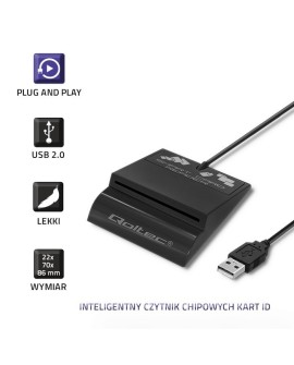 QOLTEC CZYTNIK CHIPOWYCH KART ID INTELIGENTNY | SCR-0636 | USB TYP C