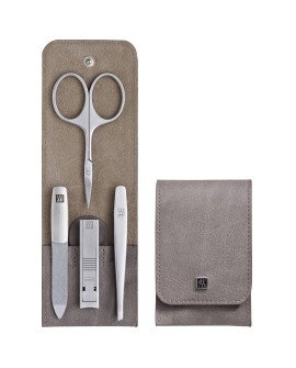 Zestaw do manicure Zwilling Twinox – taupe, skórzane etui, 4 elementy - Taupe
