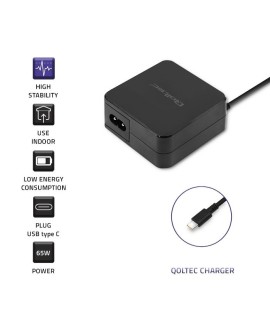 QOLTEC ZASILACZ SIECIOWY 65W | 5-20.3V | 2-3.25A | USB TYP C | PD