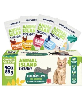 ANIMAL ISLAND Wołowina / Kurczak / Indyk / Biała ryba w filecie MIX - Karma mokra dla kotów - 40x85g