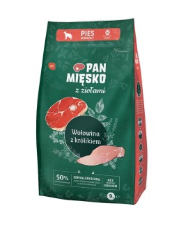 PAN MIĘSKO Wołowina z królikiem (dorosły) chrupki M - Karma sucha dla psa - 9kg