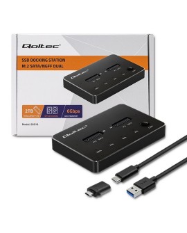 QOLTEC STACJA DOKUJĄCA DYSKÓW 2X SSD M.2 SATA | NGFF | USB TYP C