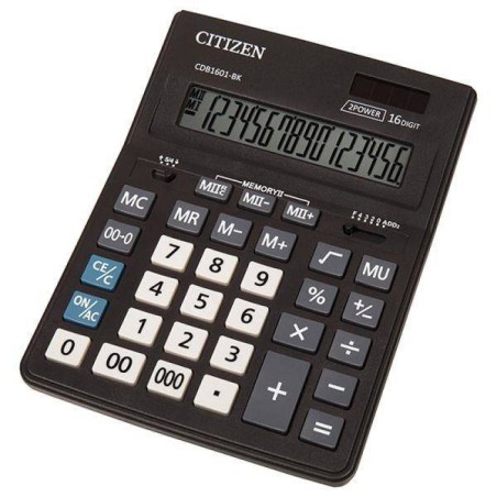 Kalkulator 205x155x35mm CITIZEN Business Line CDB1601BK czarny solarne+bateria LR1130