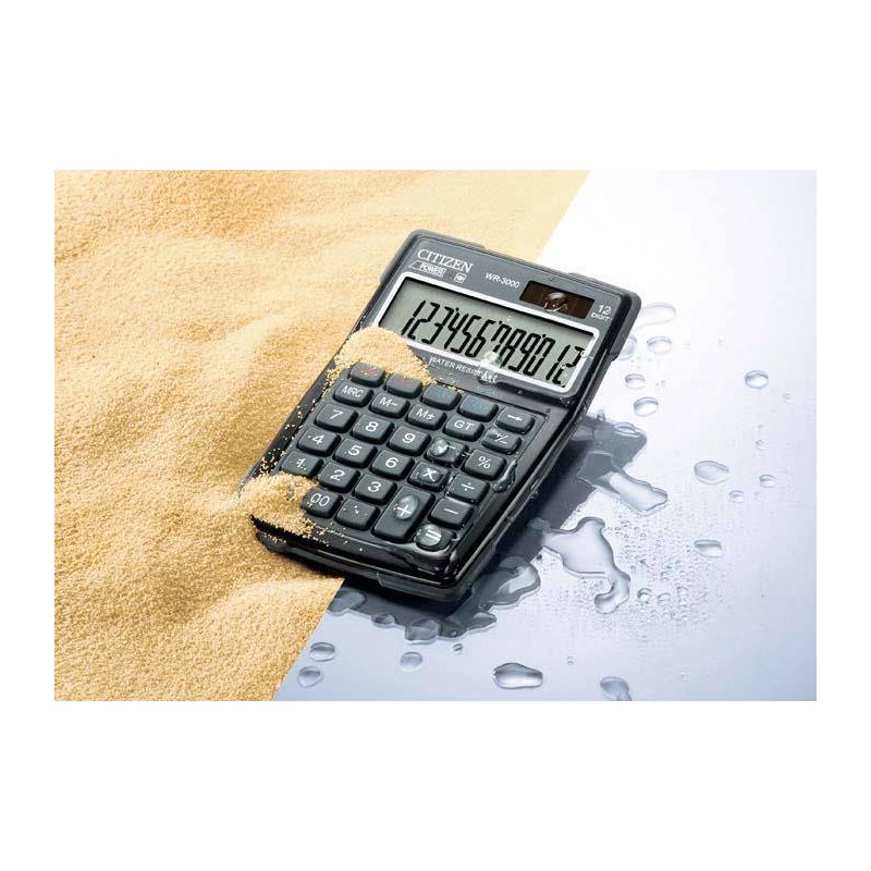 Kalkulator 150x103x38mm CITIZEN Business Pro Line WR3000 czarny solarne+bateria LR44
