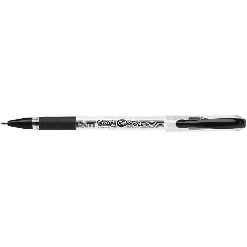 Długopis żelowy z gumowym uchwytem BIC GEL-OCITY STIC CEL1010266 czarny 0.5mm transparentna obudowa