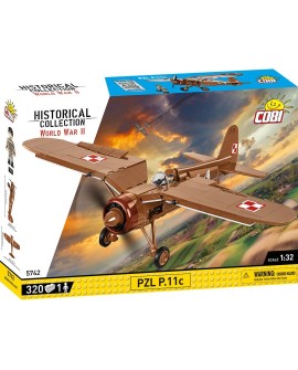 COBI 5742 Historical Collection WWII Samolot myśliwski PZL P.11c 320 klocków