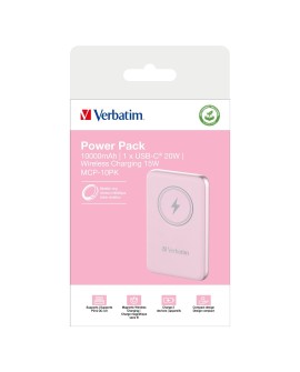 Verbatim Charge 'n' Go Litowo-polimerowy (LiPo) 10000 mAh Bezprzewodowe ładowanie Różowy