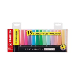 Zakreślacz STABILO BOSS 7015-01-5 mix*15 pastel&neon 2-5mm 15szt