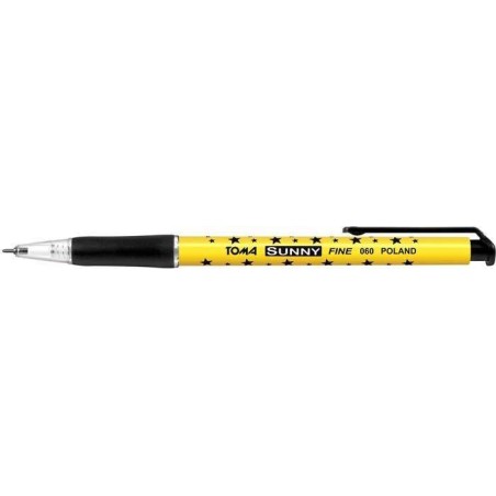 Długopis automatyczny TOMA SUNNY TO-060 3 2 czarny 0.7 ob. żółta w gwiazdki