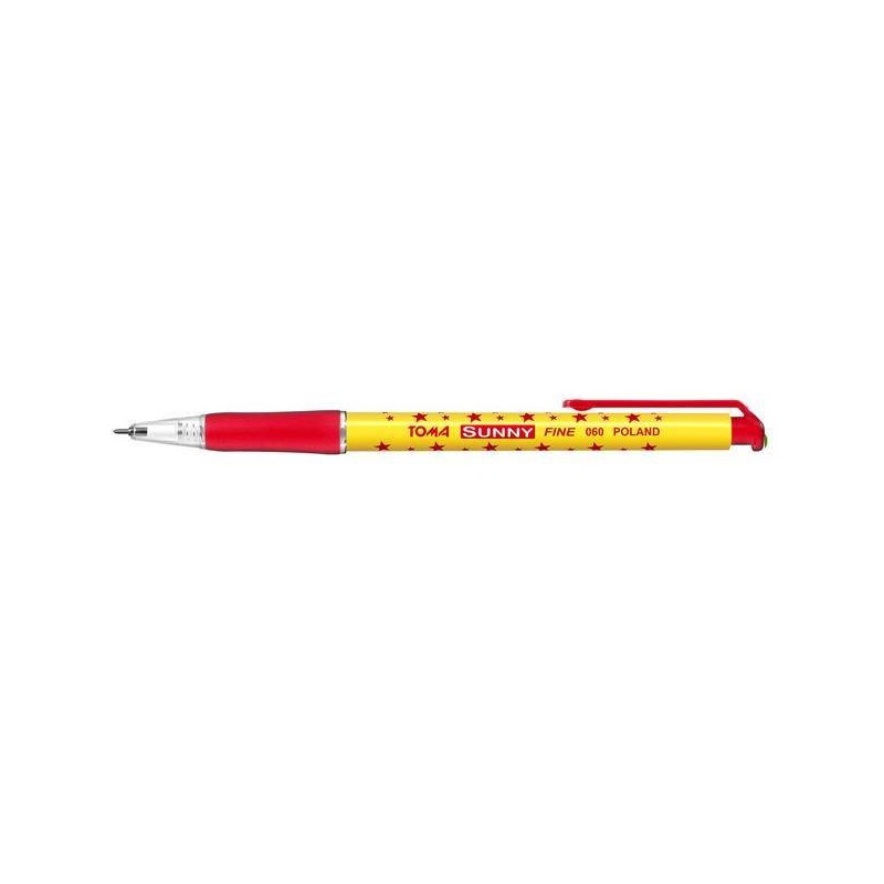 Długopis automatyczny TOMA SUNNY TO-060CZER czerwony 0.7 ob. żółta w gwiazdki