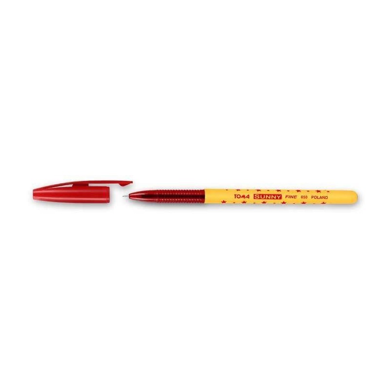 Długopis jednorazowy TOMA SUNNY FINE TO-050 2 2 czerwony 0.7 ob. w gwiazdki