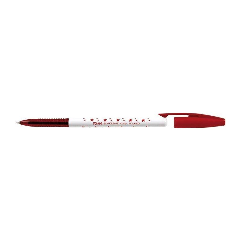 Długopis jednorazowy TOMA SUPERFINE TO-059 2 2 czerwony 0.5 ob. w gwiazdki
