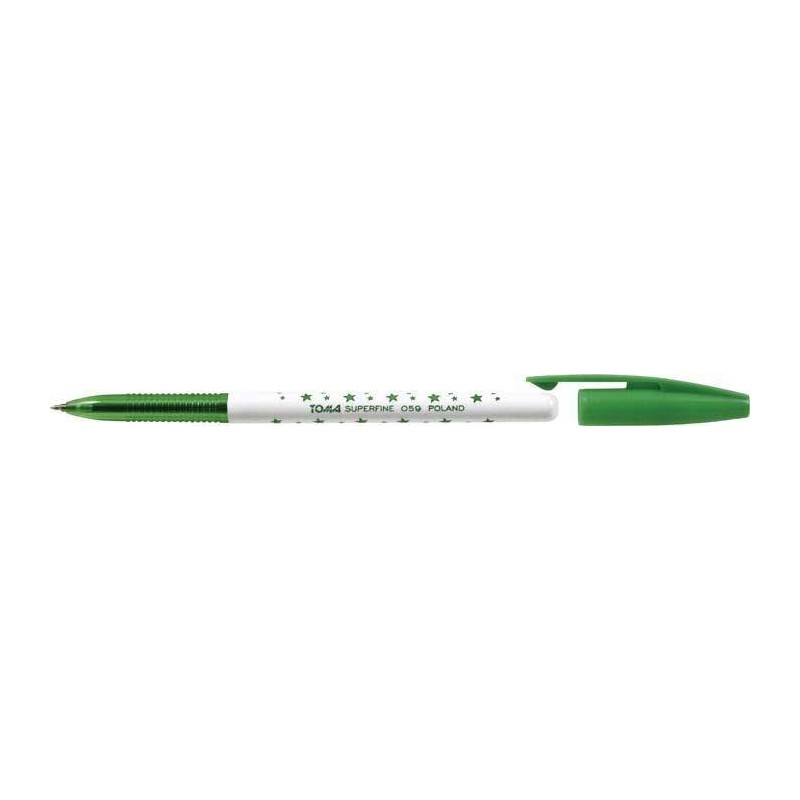 Długopis jednorazowy TOMA SUPERFINE TO-059 4 2 zielony 0.5 ob. w gwiazdki