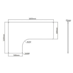 Powerton ERGO EDGE TOP Blat biurka narożnego 160x110-60x2,5 cm, biała