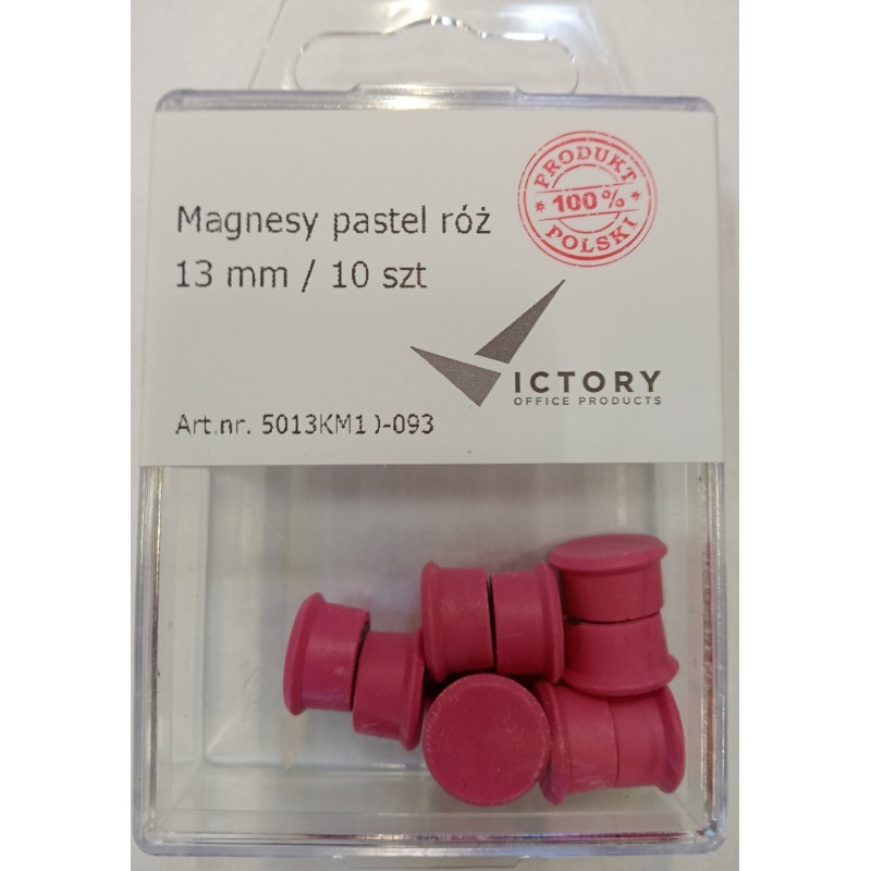 Magnesy 13mm VICTORY OFFICE PRODUCTS 5013KM10-093 pastelowe ciemnoróżowe 10szt