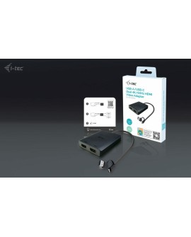 i-tec CADUAL4KHDMI adapter kablowy 0,27 m USB Type-A/USB Type-C 2 x HDMI Czarny