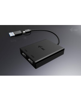 i-tec CADUAL4KHDMI adapter kablowy 0,27 m USB Type-A/USB Type-C 2 x HDMI Czarny