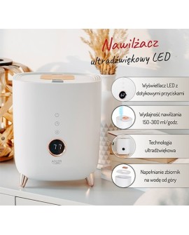 Adler AD 7972 nawilżacz powietrza ultradźwiękowy 4l Biały 23W