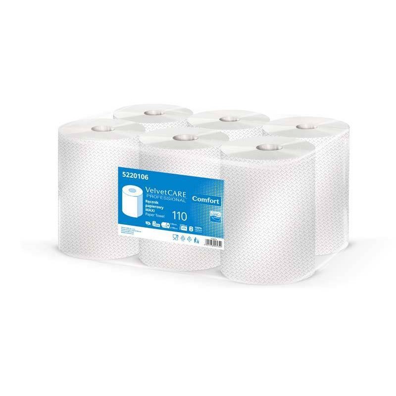 Ręcznik papierowy dwuwarstwowy celulozowy VELVET Care Maxi 110 Comfort 5220106 biały 110m 6 SZT.