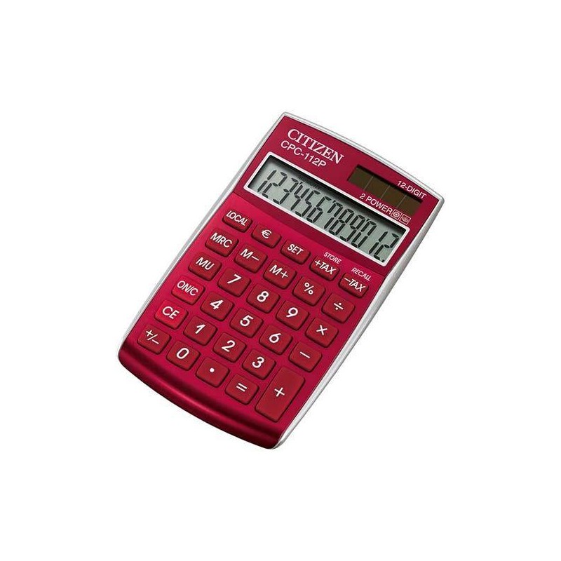 Kalkulator kieszonkowy 120x72x9mm CITIZEN Design Line CPC112RDWB czerwony solarne+bateria GP76A