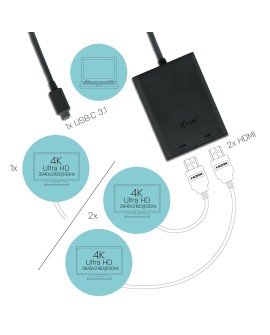i-tec C31DUAL4KHDMI zewnętrzna karta graficzna usb 3840 x 2160 px Czarny