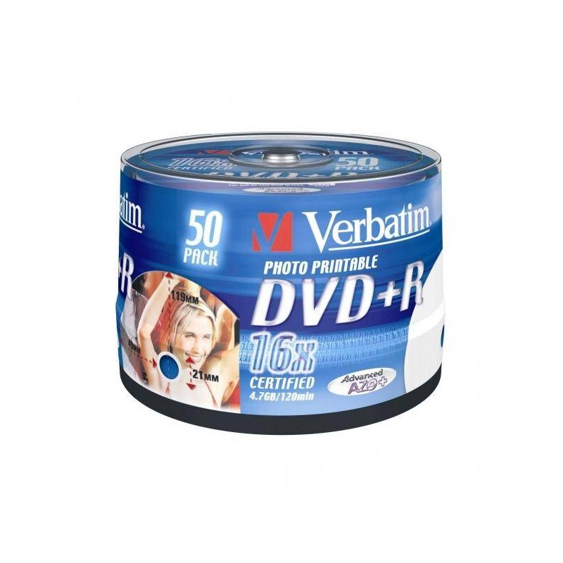Płyta DVD+R 4,7GB 16x VERBATIM Printable 43512 Cake 50 szt.