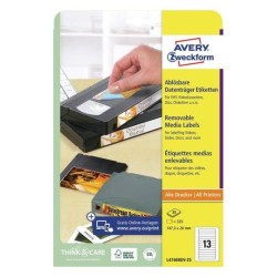 Etykiety samoprzylepne 147.3x20mm na kasety video AVERY ZWECKFORM usuwalne L4746REV-25 białe 25ark*13szt