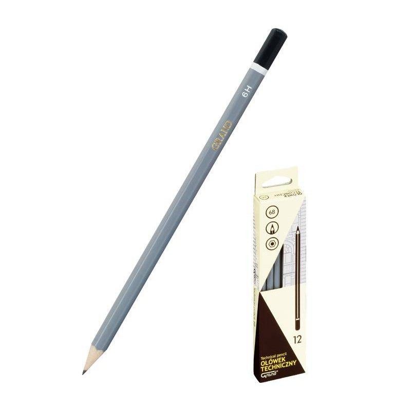 Ołówek ostrzony sześciokątny techniczny Grand 160-1355 H 12szt