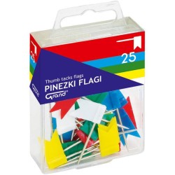Pinezki tablicowe flaga w pojemniku plastikowym Grand 110-1001 25szt