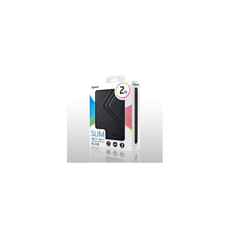 Apacer zewnętrzny dysk twardy, AC236, 2.5", USB 3.0 (3.2 Gen 1), 2TB, AP2TBAC236B-1, czarny