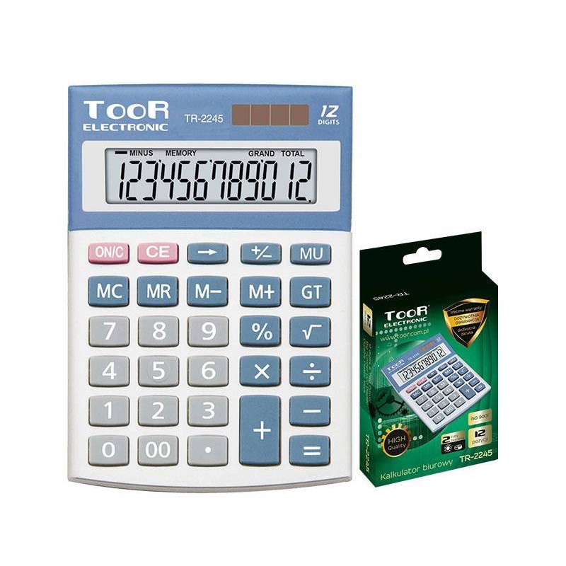 Kalkulator biurowy 12cyfr Toor Electronic TR-2245 120-1424 zasilanie solarne + bateria 142x105x23mm