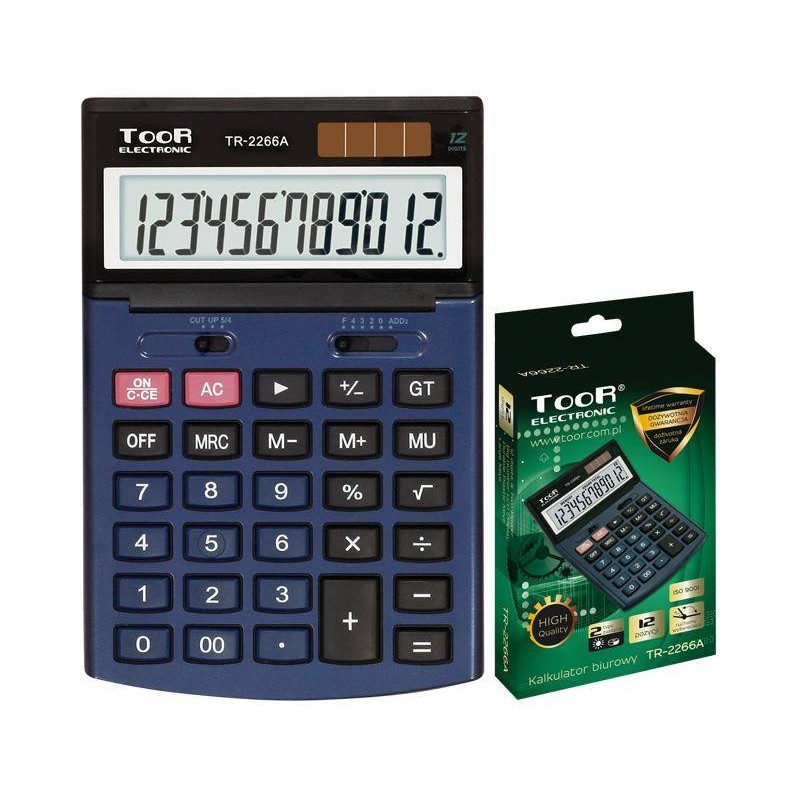 Kalkulator biurowy 12cyfr Toor Electronic TR-2266A 120-1456 zasilanie solarne + bateria 194x129x31mm