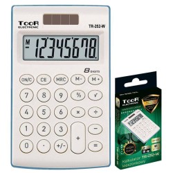 Kalkulator kieszonkowy 8cyfr Toor Electronic TR-252-W 120-1418 biały zasilanie solarne + bateria 101x62x11mm