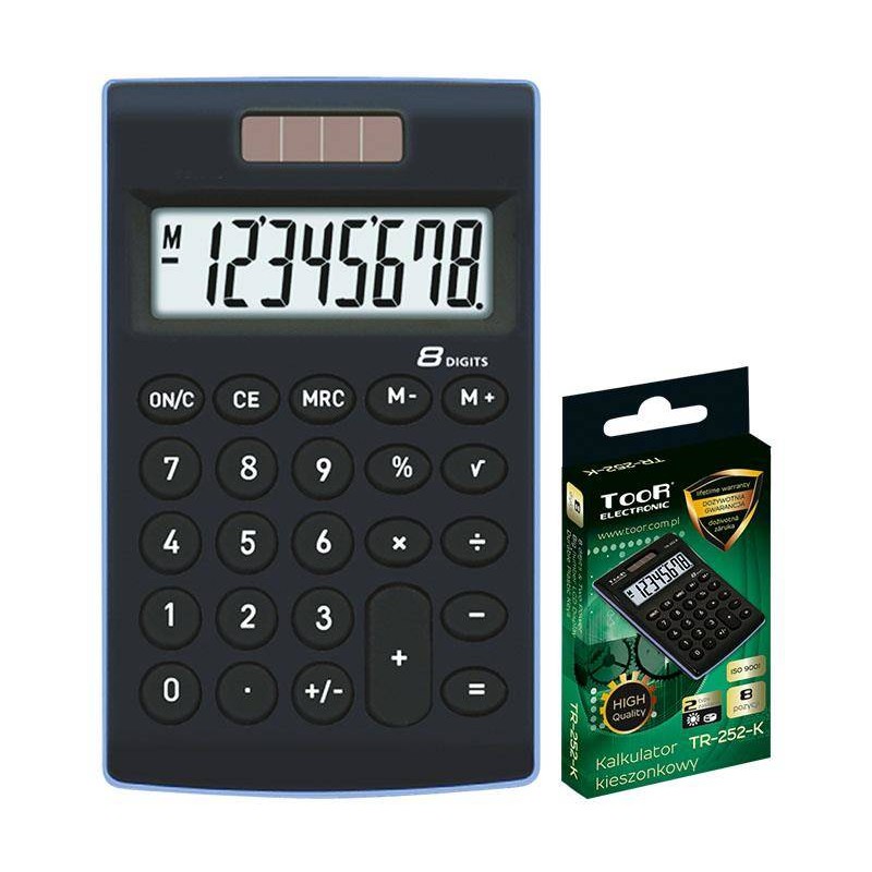 Kalkulator kieszonkowy 8cyfr Toor Electronic TR-252-K 120-1772 czarny zasilanie solarne + bateria 101x62x11mm