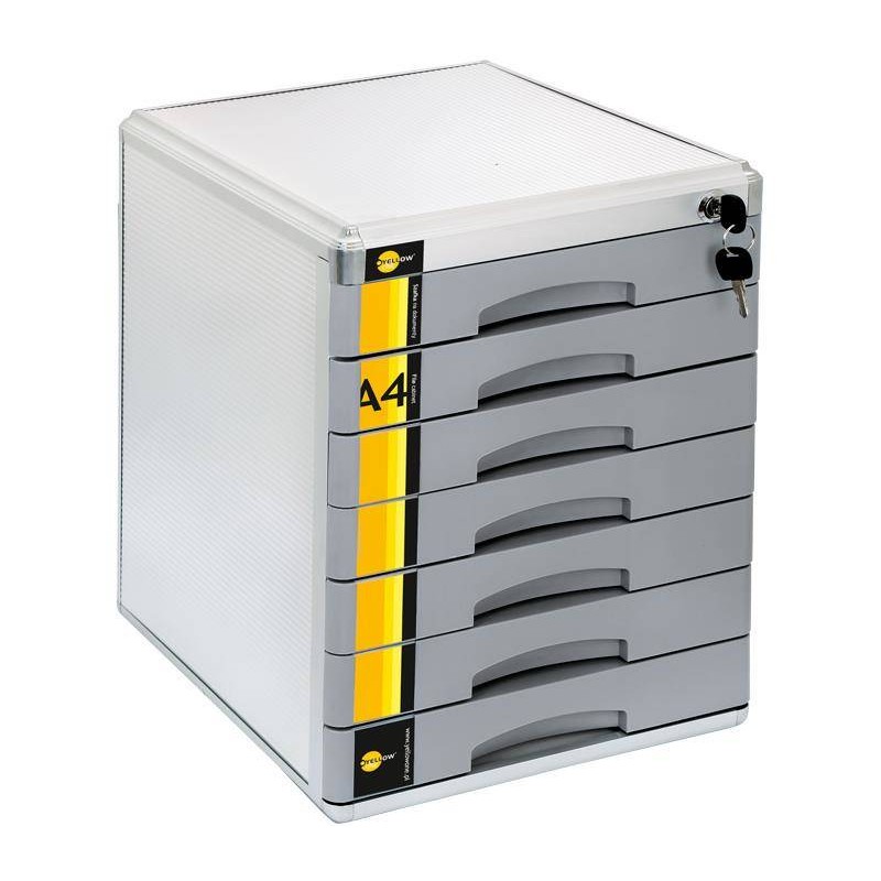 Szuflada na dokumenty na zamek 7 szuflad A4 Yellow One YL-SM07 120-1780 408x347x300mm metalowa