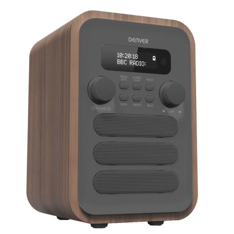 Denver DAB-48GREY radio Osobisty Cyfrowy Szary, Drewno